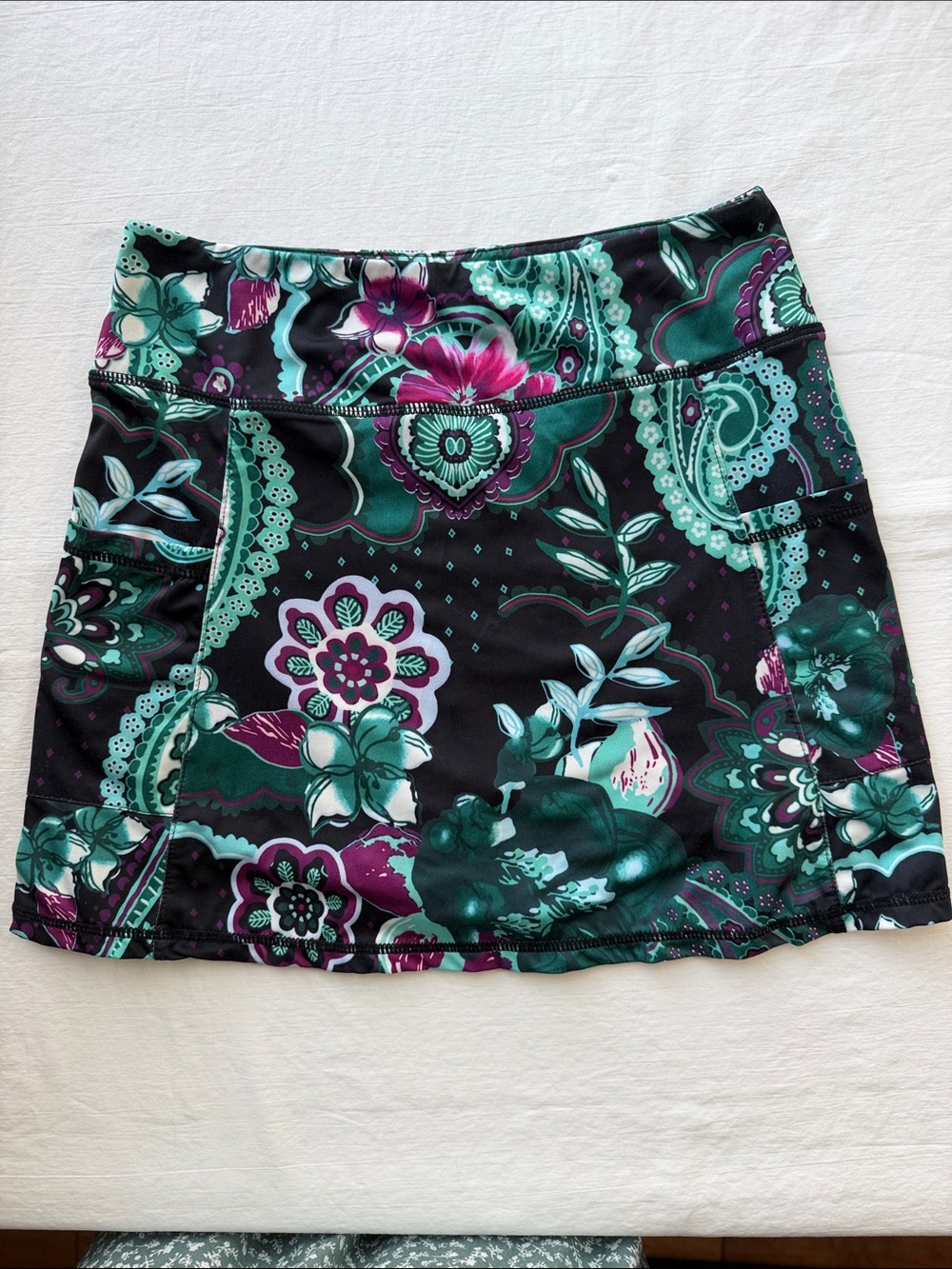 Floral Print Active Skort in Teal, Purple & Black
